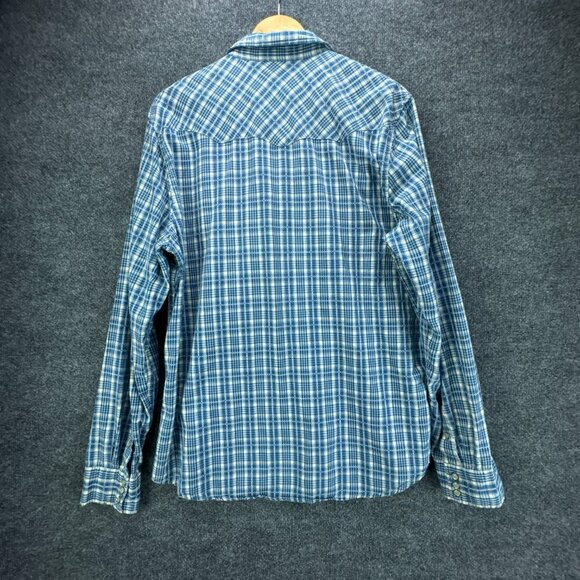 Ralph Lauren Denim & Supply Shirt Mens Extra Large Blue Pearl Snap Western Plaid - Picture 4 of 14